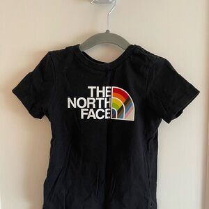 The North Face Kids Black Tee and Shorts with Rainbow Logo